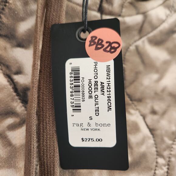 Rag & Bone Mens Size Small NY Army Photo Reel Quilted Hoodie - Picture 6 of 6